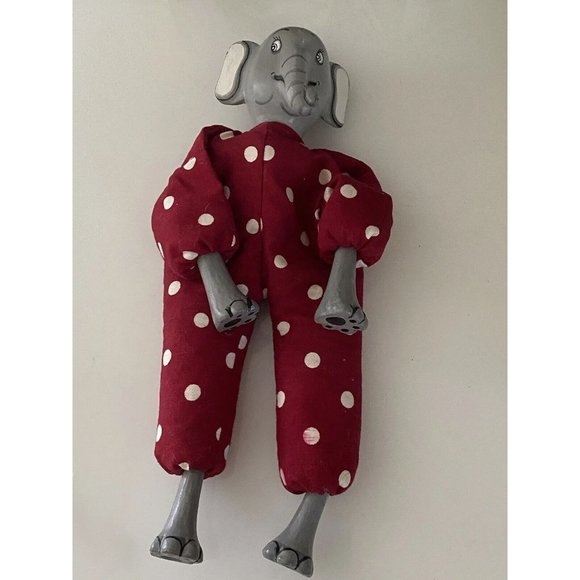 Elephant Toy Beaded Filled Soft Polka Dot Body Hand Painted Face Hands Feet Vtg - Picture 14 of 16